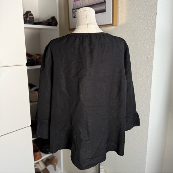 Lane Bryant Black Puff Sleeve Blouse with Tie Front Women’s Plus Size 18/20 - Picture 3 of 5